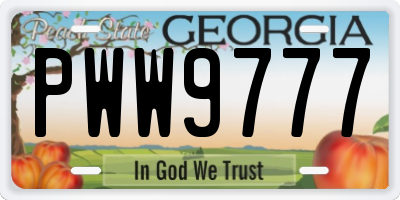 GA license plate PWW9777