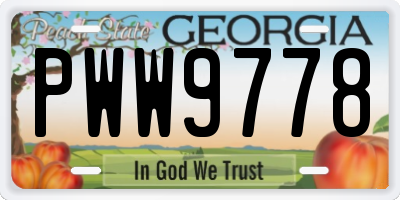 GA license plate PWW9778