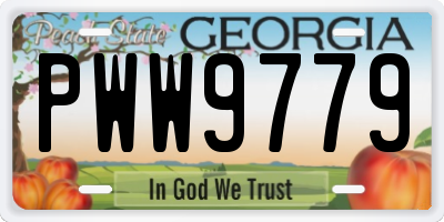 GA license plate PWW9779