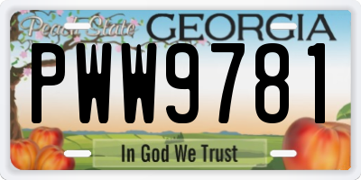 GA license plate PWW9781