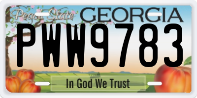 GA license plate PWW9783