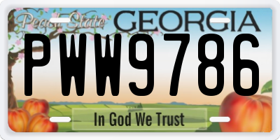 GA license plate PWW9786