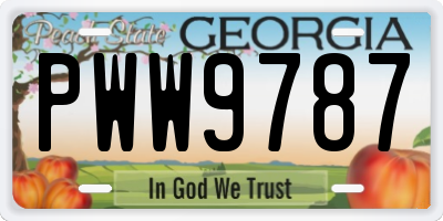GA license plate PWW9787
