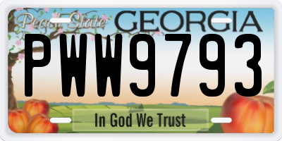 GA license plate PWW9793