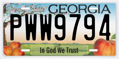 GA license plate PWW9794