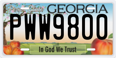 GA license plate PWW9800