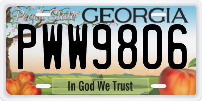 GA license plate PWW9806