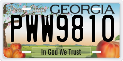 GA license plate PWW9810