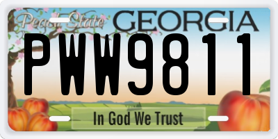 GA license plate PWW9811