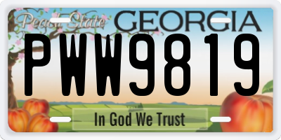 GA license plate PWW9819