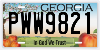 GA license plate PWW9821