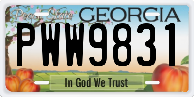 GA license plate PWW9831