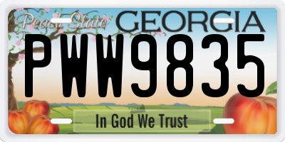 GA license plate PWW9835