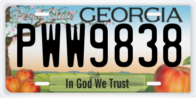 GA license plate PWW9838