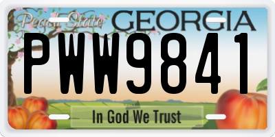 GA license plate PWW9841