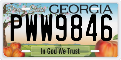GA license plate PWW9846