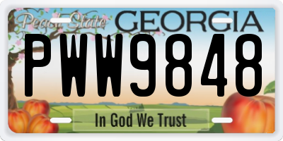 GA license plate PWW9848
