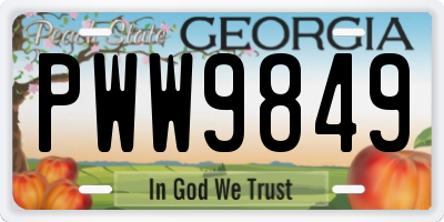 GA license plate PWW9849