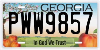 GA license plate PWW9857