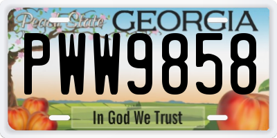 GA license plate PWW9858
