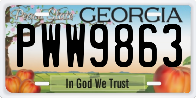 GA license plate PWW9863