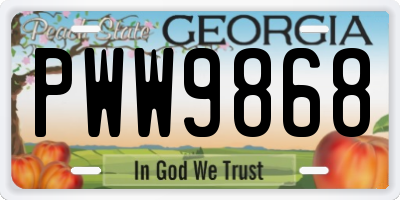 GA license plate PWW9868