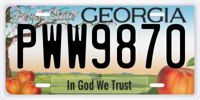 GA license plate PWW9870