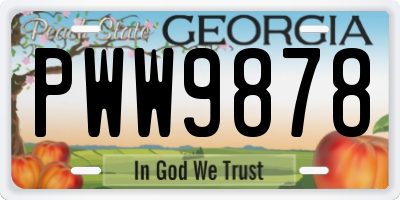 GA license plate PWW9878