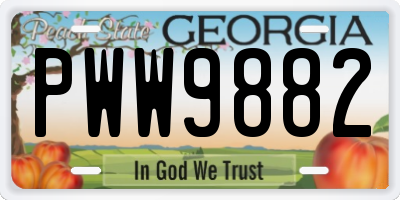 GA license plate PWW9882