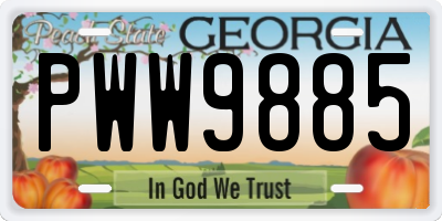 GA license plate PWW9885