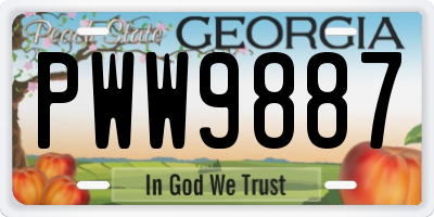 GA license plate PWW9887