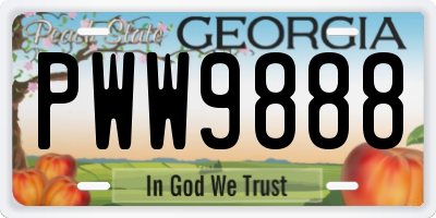 GA license plate PWW9888