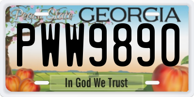 GA license plate PWW9890