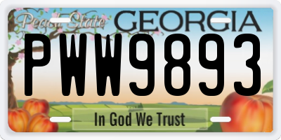 GA license plate PWW9893