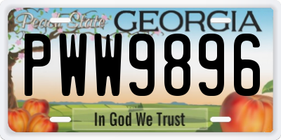 GA license plate PWW9896