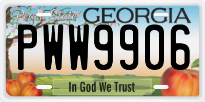 GA license plate PWW9906