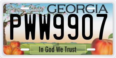 GA license plate PWW9907