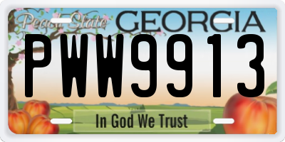 GA license plate PWW9913