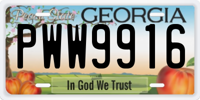 GA license plate PWW9916