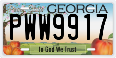 GA license plate PWW9917