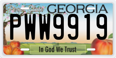 GA license plate PWW9919