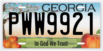 GA license plate PWW9921