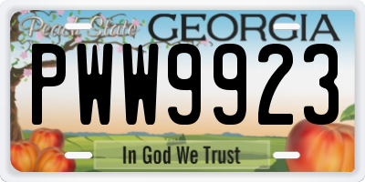 GA license plate PWW9923
