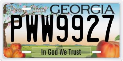 GA license plate PWW9927