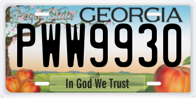 GA license plate PWW9930