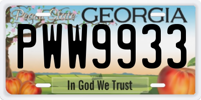 GA license plate PWW9933
