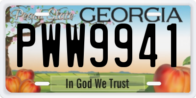 GA license plate PWW9941