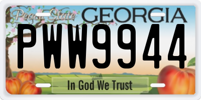GA license plate PWW9944