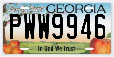 GA license plate PWW9946