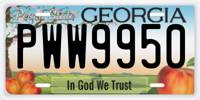 GA license plate PWW9950